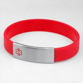 Red Silicone Bracelet & Stainless Steel Medical Tag LG